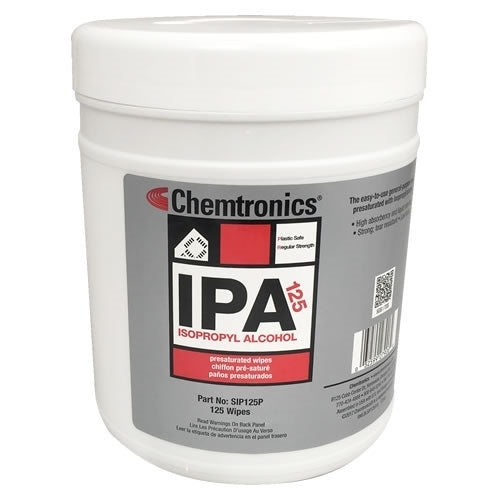 Chemtronics SIP125P Isopropyl Stencil Wipes | Pre-saturated with 70% IPA and 30% deionized water | 125/tub 