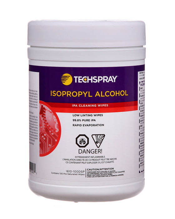 techspray-1610-100dsp-isopropyl-alcohol-ipa-99-8-pre-saturated-wipes-100-pack