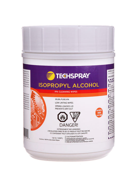 techspray-1610-100fl-isopropyl-alcohol-ipa-99-8-pre-saturated-wipes-in-flip-top-tub-100-pack