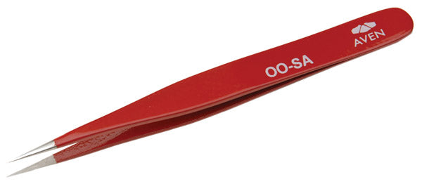aven-18032ez-e-z-pik-color-coded-stainless-steel-tweezers-oo-sa-red