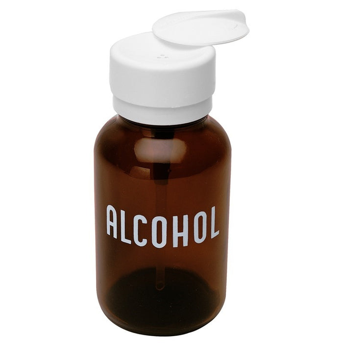 Menda 35608 Lasting-Touch Amber Round Glass Bottle, Alcohol Print 8 oz