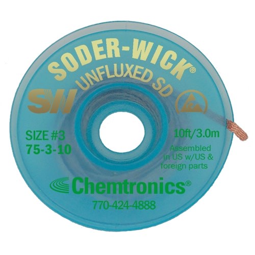 chemtronics-75-3-10-soder-wick-unfluxed-braid-size-3-green-10-spool