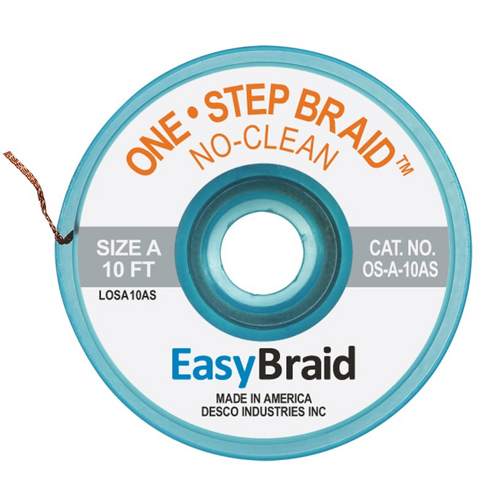 EasyBraid OS-A-10AS One-Step ESD-Safe No Clean Silver Desoldering Braid, 10'