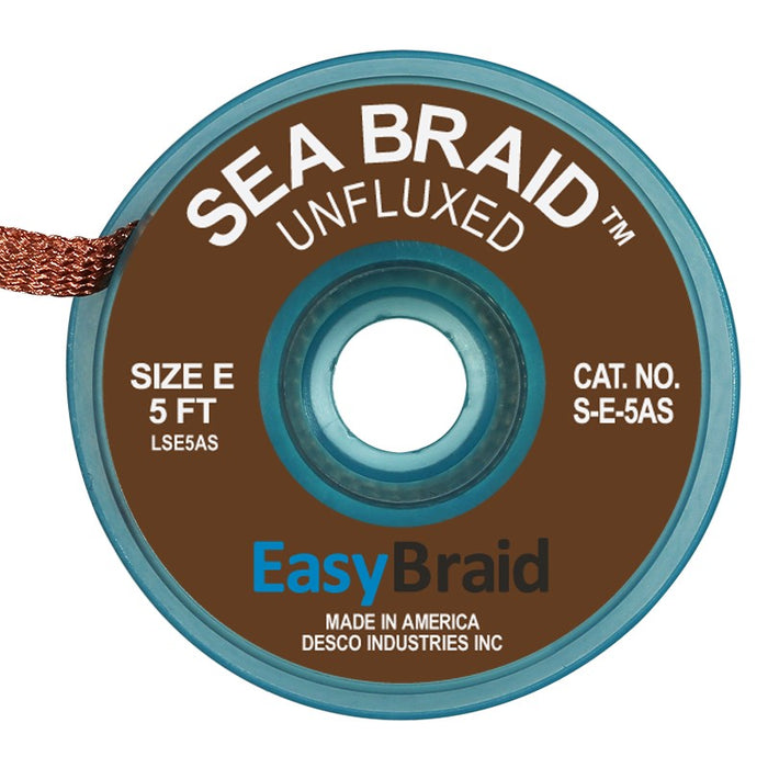 EasyBraid S-E-5AS Sea Braid ESD-Safe Brown Desoldering Braid, 5'