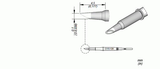 JBC C115128 Spoon Soldering Tip Cartridge, 1mm