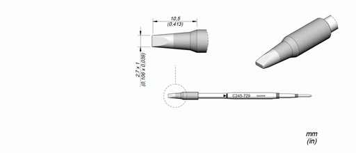 JBC C245729 Chisel Cartridge 2.7mm x 1mm