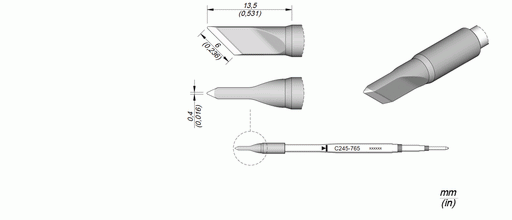 JBC C245765 Knife Cartridge, 6.0mm x 0.4mm S1