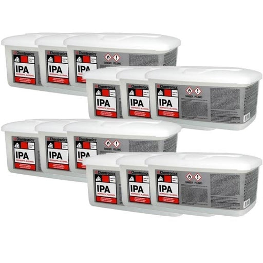 Chemtronics IPA100B | Pre-Saturated w/ 70% IPA and 30% Deionized Water | 100/ct Box Dispenser | Case of 12 boxes 