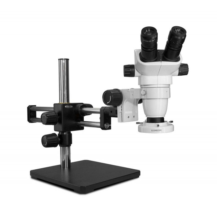 Scienscope SZ-PK5D-E1 Stereo Zoom Binocular Microscope with Compact LED Ring Light & Dual Arm Stand 